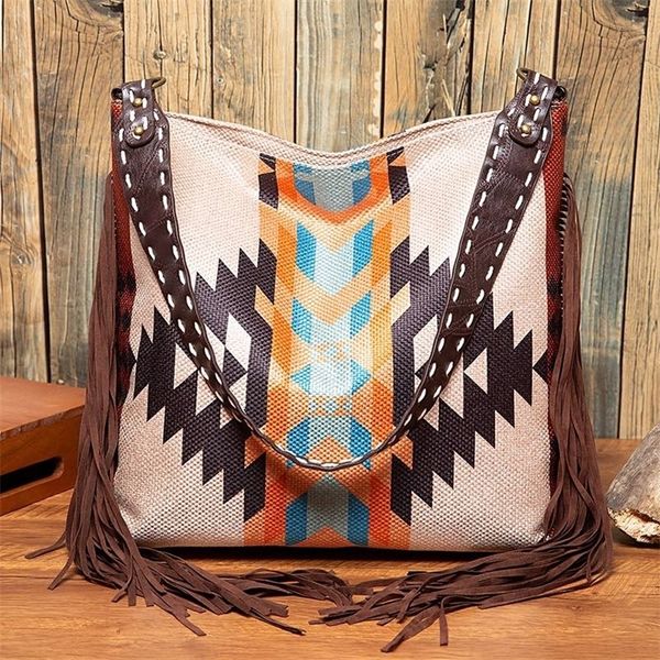 

evening bags woman handmade canvas linen women's beach oneshoulder carry canvas ethnic style print large capacity crossbody for 2023 23