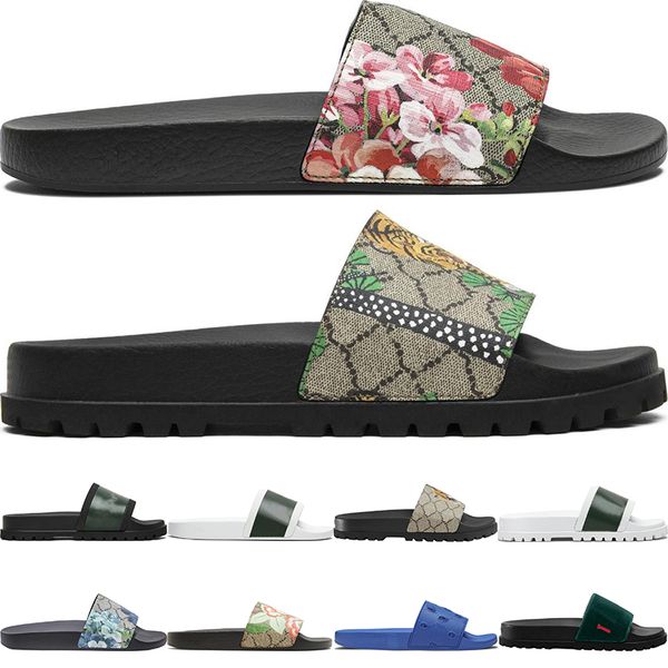 

2023 spring summer slippers for womens mens designer house outdoor fashion luxury rubber leather slides slipper flat gear bottom floral stri, Black