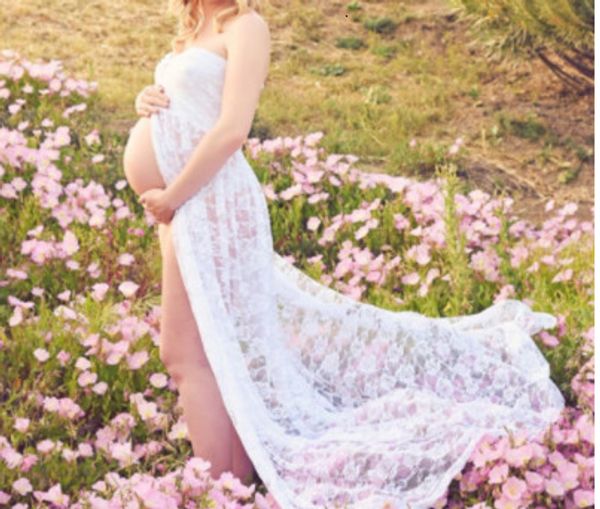 

maternity dresses pregnancy women pography prop lace gown out 230201, White