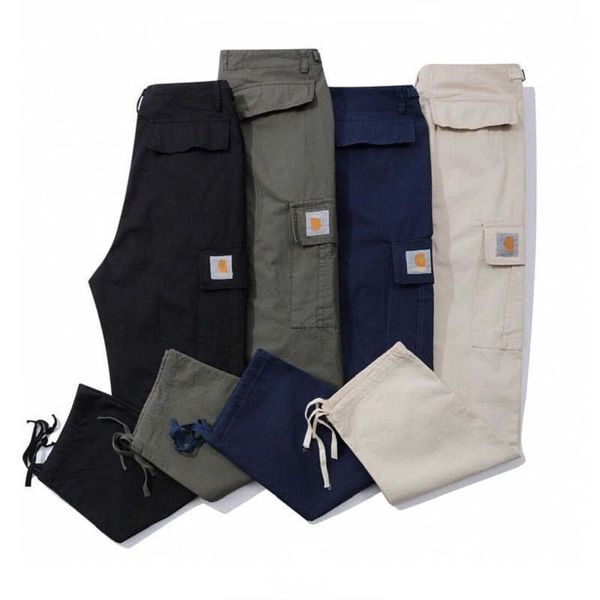 

designer pants fashion multi-pocket washed trousers autumn loose overalls mens womens slacks, Black