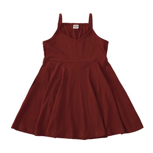 

girl's es summer toddler baby girl cotton solid color kids casual slip dress clothing 0131, Red;yellow