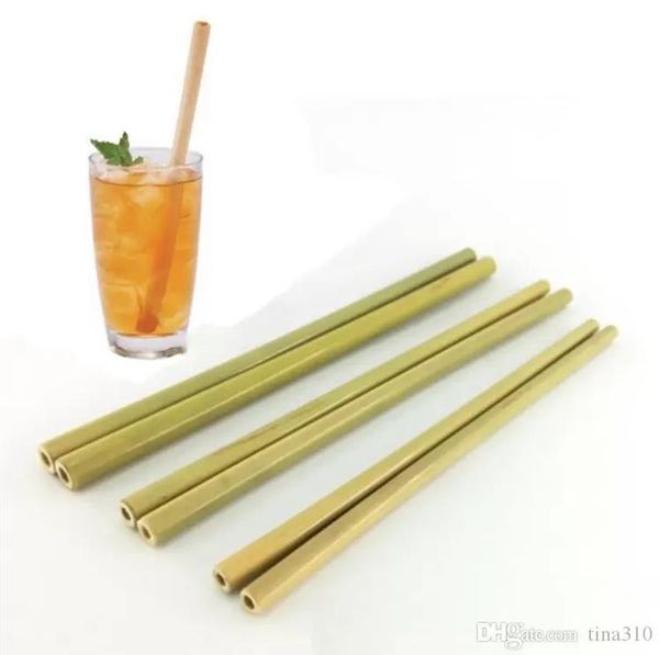 

barware drinking straws bamboo straw 23cm reusable drinking straw eco-friendly beverages straws cleaner brush bar drinking tools party suppl