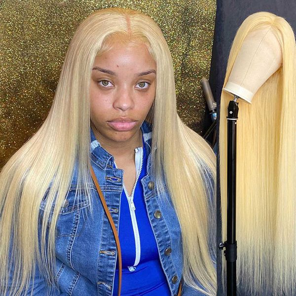 

lace wigs 613 frontal blonde front human hair full for black women 28 30 inch hd 230106, Black;brown