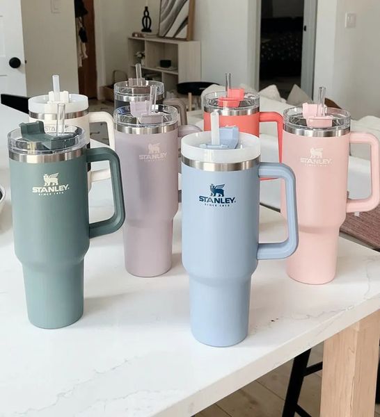 

40oz stanley stainless steel tumblers with handle lid straws big capacity beer mugs outdoor camping water bottle vacuum insulated cups drink