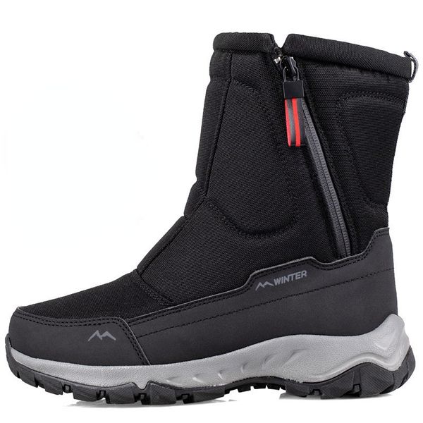 

boots platform men snow ankle plush warm thicken winter shoes male comfortable non-slip outdoor booties man 230201, Black