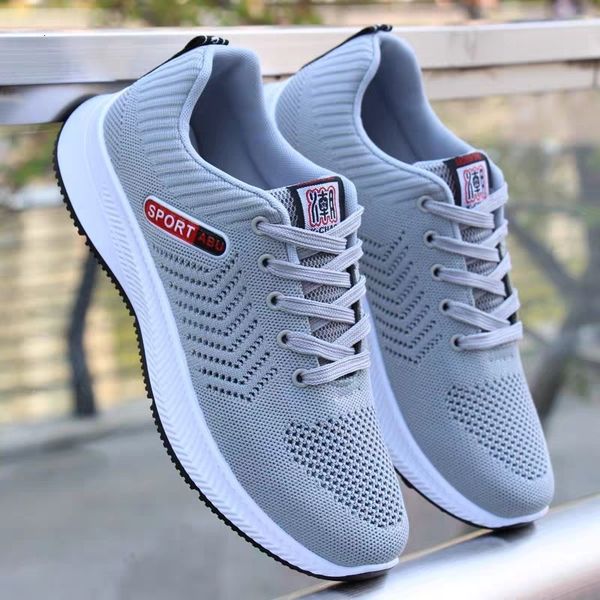 

dress shoes men's sneakers outdoor sports comfortable knitting mesh breathable running male casual jogging sport for 230201, Black