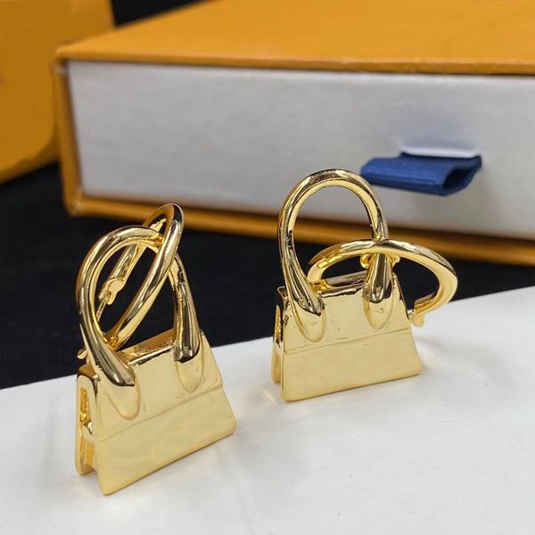 

the latest charm earrings. 18k gold-plated bag shape pendant luxury earrings designer for women. wedding party gift aretes jewelry, Golden