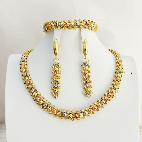 

wedding jewelry sets dubai necklace earring set gold colour plated party anniversary banquet fashion classic style 230131, Slivery;golden