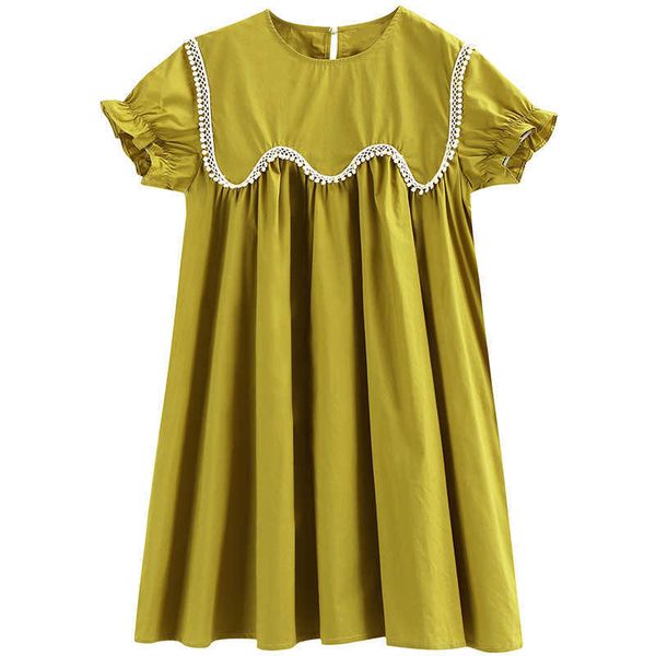 

girl's 2022 summer children clothing girl puff sleeve princess dress kids cute dresses retro green fashion #6877 0131, Red;yellow