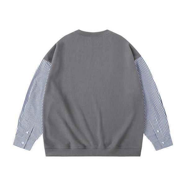 

2023 fall new men's contrast sleeve crew neck sweater casual pullover, Black