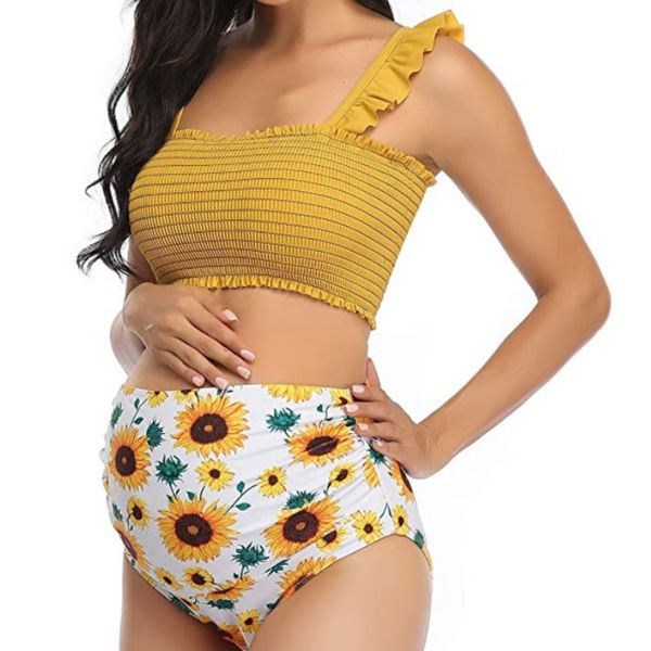 

maternity swimwears swimwear women swimsuit plus size female bikini bathing suit beach for pregnant 230201, White