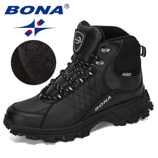 

boots men ankle hiking plus size fashion classic trekking footwear outdoor plush winter man comfy work shoes 230201, Black