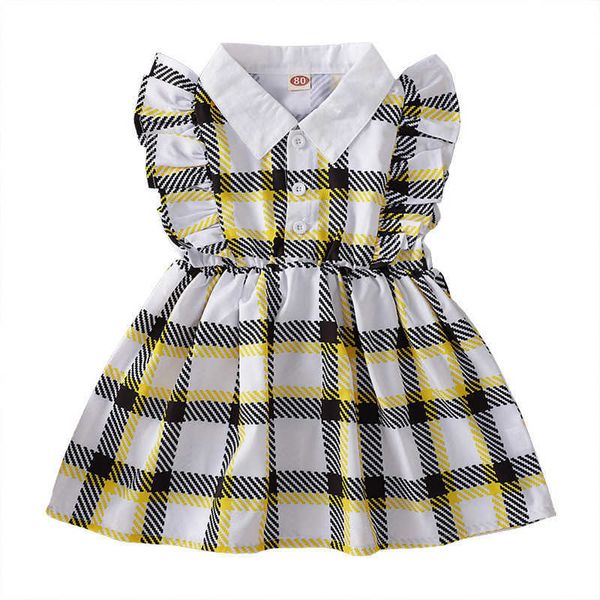 

girl's es summer children girls cotton plaid sleeveless kids dress clothes 0131, Red;yellow