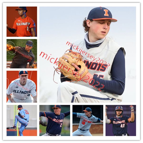 

custom stitched illinois fighting illini baseball jersey mens youth connor milton jared comia tom jurack xavier watson alex vera andrew hoff, Black