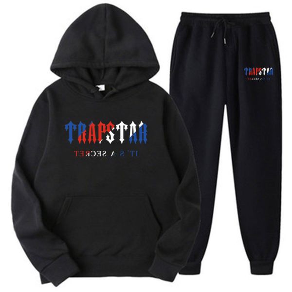 

mens tracksuits brand trapstar printed sportswear set twopiece loose hoodie sweatshirt pants cover jogging 230131, Gray