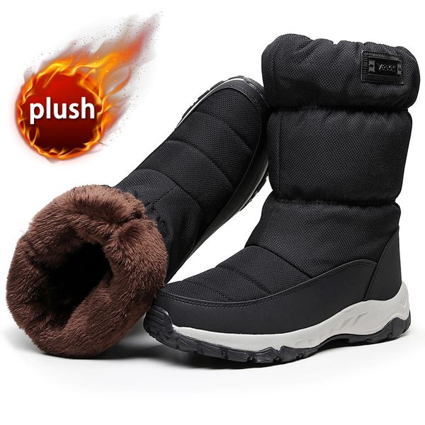 

boots fashion snow men waterproof winter men's boots plush warm cotton shoes non-slip outdoor hiking 230201, Black