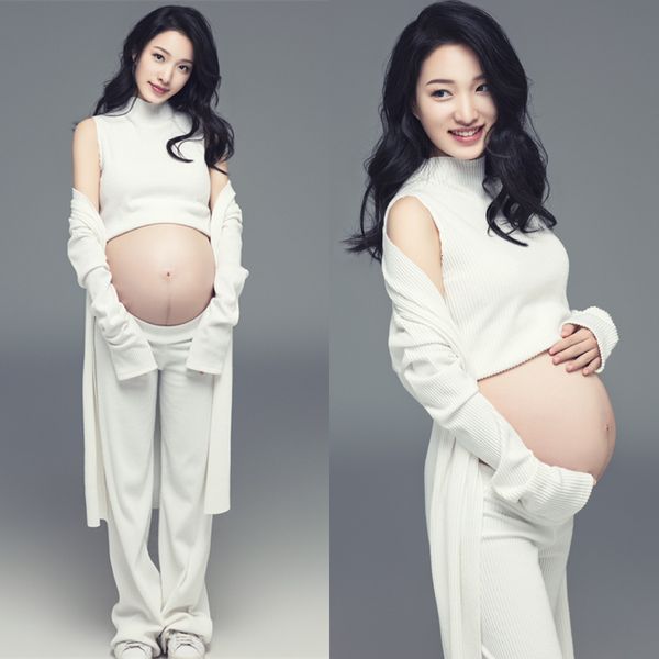 

sleep lounge maternity pography props knitted cotton maternity set clothes 3sets pregnant outfits fancy pregnancy po props shoot 230201, White