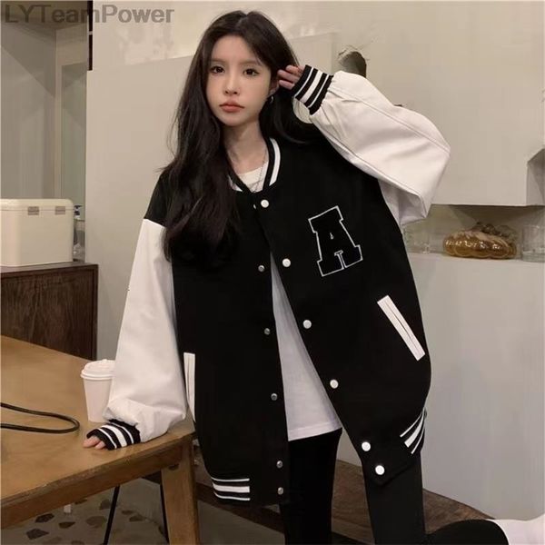 

women's jackets women bomber jackets autumn winter fashion baseball uniform oversize coats student couple harajuku loose streetwear jac, Black;brown