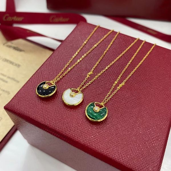 

classic designer necklace luxury 18k gold pendant white shell green black red jewelry european and american amulet necklace factory, Silver