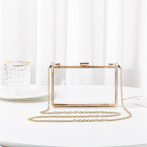 

stylish womens pvc clear bag clutch handbags chain shoulder phone purses totes