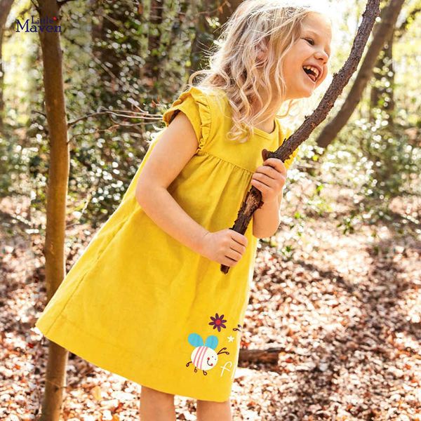 

girl's es maven pretty summer new year 2022 baby girls short sleeves flower dress with little bees lovely for kids2-7year 0131, Red;yellow