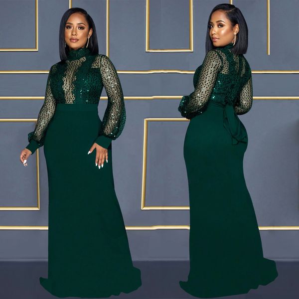 

party dresses aoskm autumn k9052 european and american sequins perspective lace strap floor sweeping dress 230201, White;black