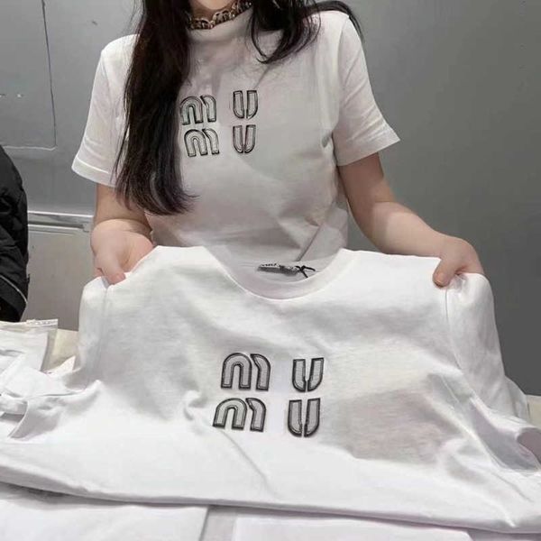 

mens short sleeved t shirt women sweatshirt letter embroidered t shirt designer tshirts womens casual round neck pullover tee, White