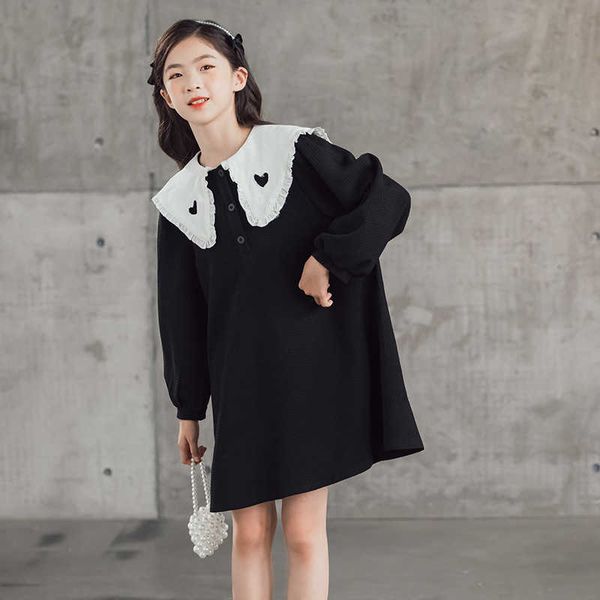 

girl's 6 to 16 years kids and teen girls waffle dress 2023 new children a- line dresses cute embroidered clothing patchwork #7193 0131, Red;yellow