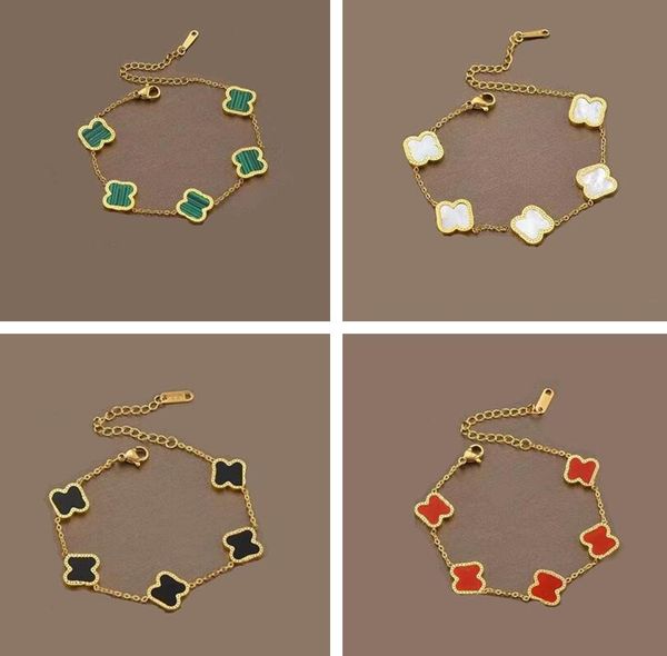 

fashion classic 4/four leaf clover charm bracelets bangle chain 18k gold agate shell mother-of-pearl for women&girl wedding mother' day, Golden;silver