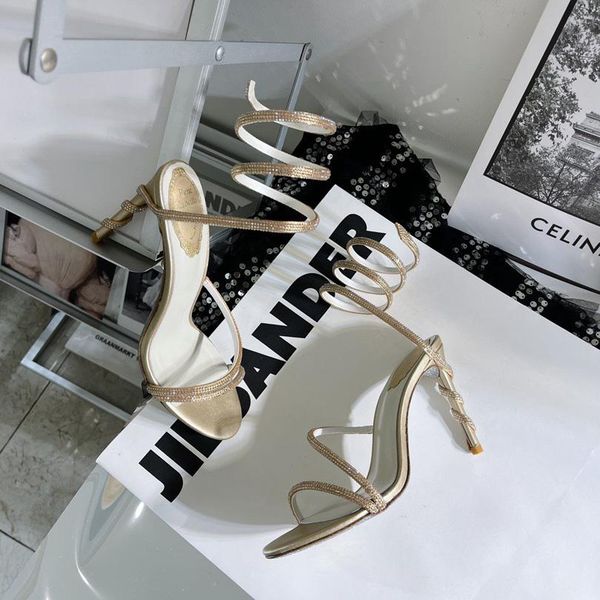 

caovilla cleo margot rene embellished snake strass stiletto heels sandals evening shoes women high heeled ankle wraparound shoe factory, Black