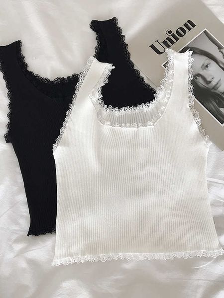 

women's tanks camis heliar women plain tank lace crop for women basic solid crop square neck plain crop square neck y2302, White