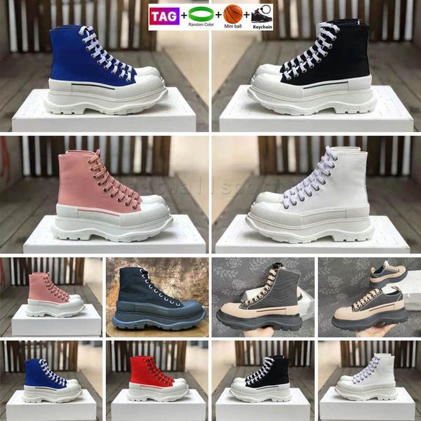 

designer boots fashion casual shoes tread slick canvas sneaker platform shoes high triple white royal pale pink red wome 34-45, Black