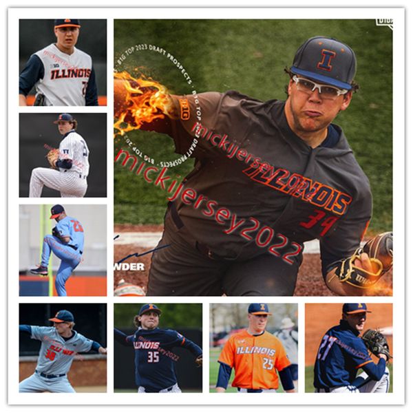 

illinois jersey custom stitched mens youth jack wenninger tommy green clayton johnson calvin shepherd crayton burnett illinois fighting illi, Black