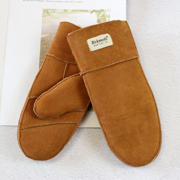 

mittens sheepskin fur women' leather wool color winter warmth thickening outdoor coldproof boy student windproof gloves 230131, Blue;gray