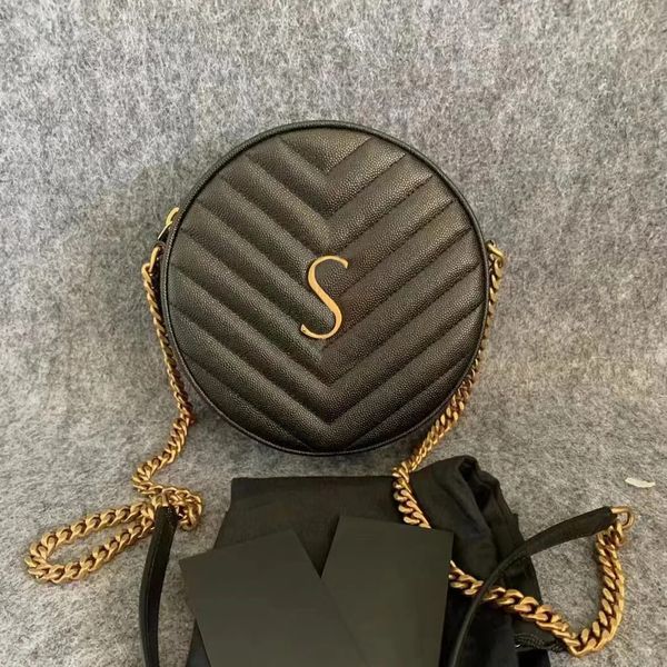 

luxury designer famous new style vinyle round crossbody bag shoulder bags totes womens genuine leather handbag clutch wallet metal logo chai