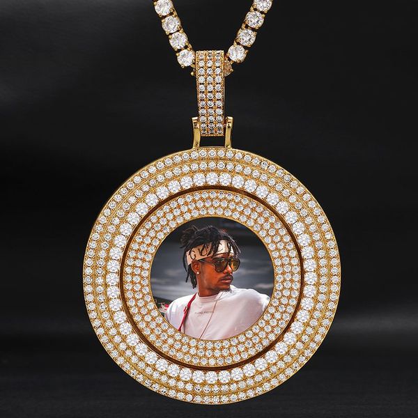 

custom made crown p medallions spinning pendant necklace 3mm 24inch rope chain gold silver color iced out cubic zircon men hip hop jewelry g