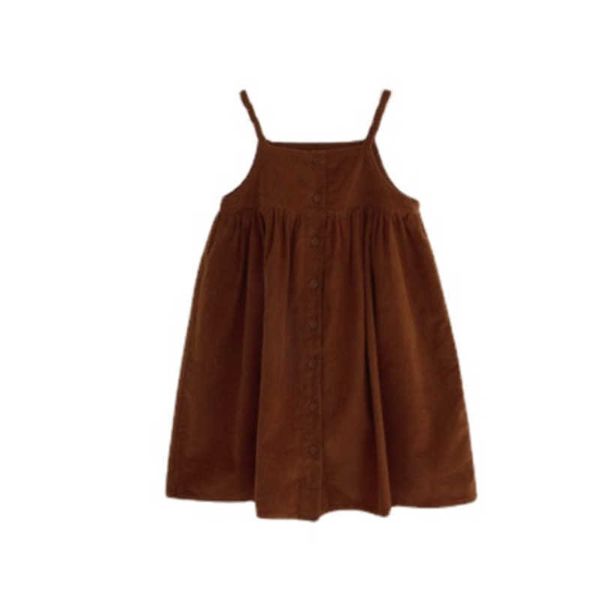 

girl's dresses 2023 new girls midi dressteen kids corduroy fall dress children cotton jumper buttons baby clothes suspenders brown #800, Red;yellow
