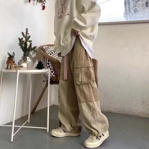 

men's pants streetwear baggy cargo men spring autumn vintage loose casual joggers big pocket oversize women's 230131, Black