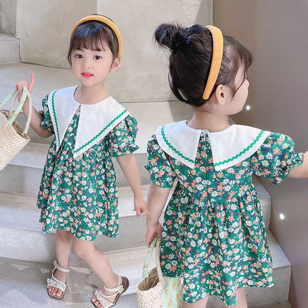 

girl's toddlers es baby girls summer children's clothing print flowers dresses 1 2 3 4 5 6 7 years cute girl princess dress 0131, Red;yellow
