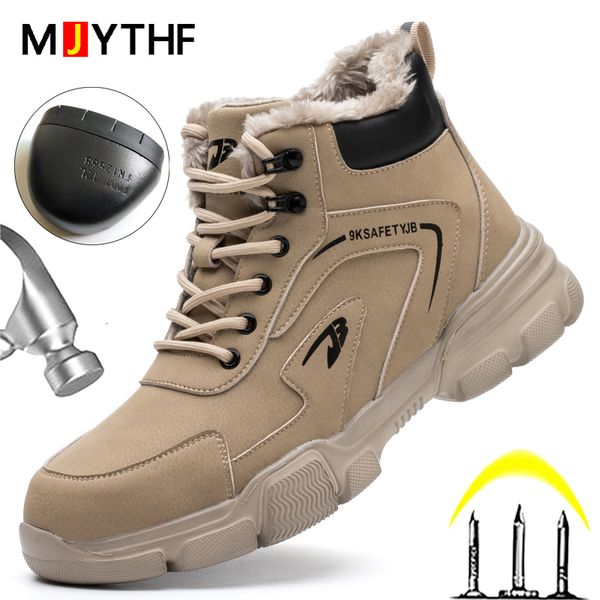 

boots winter safety shoes men anti-smash anti-puncture work sneakers steel toe light comfort security indestructible 230201, Black