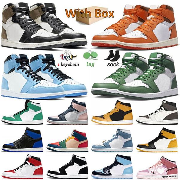 

mens 1 high og 1s basketball shoes jumpman university blue patent bred heritage brotherhood gorge green dark mocha black white pal181b