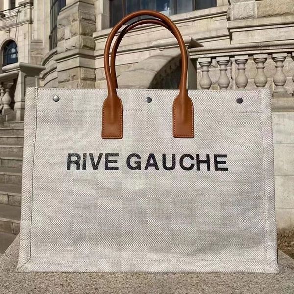 

women's handbag rive gauche tote shopping bag famous fashion linen large beach bag luxury designer travel diagonal shoulder purse