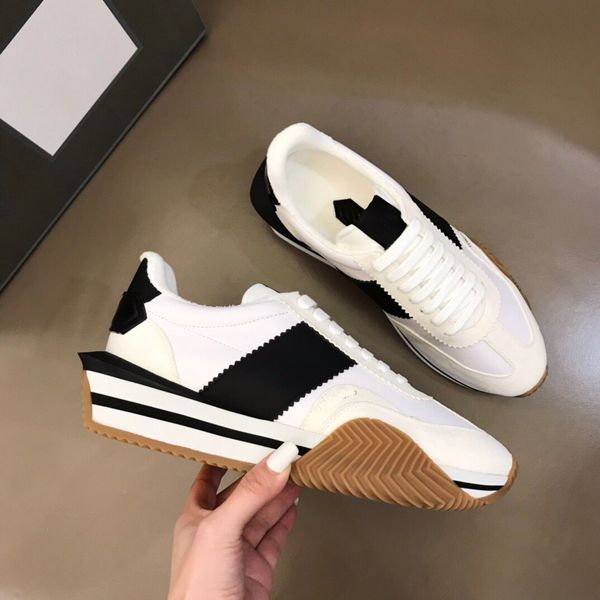 

23s/s james men sneakers shoes leather-trimmed nylon & suede outdoor sports chunky rubber sole skateboard walking original box, Black