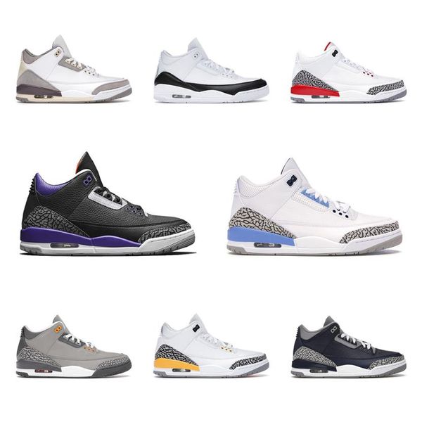 

basketball shoes jumpman 3s pine green racer blue cool grey georgetown medium royal cement throw line red 3 black court purple men2542