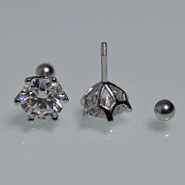 

stud smyoue 8mm d color 2.0 carat 100% earrings for women screw thread ear s 925 silver jewelry pass diamond test 230131, Golden;silver
