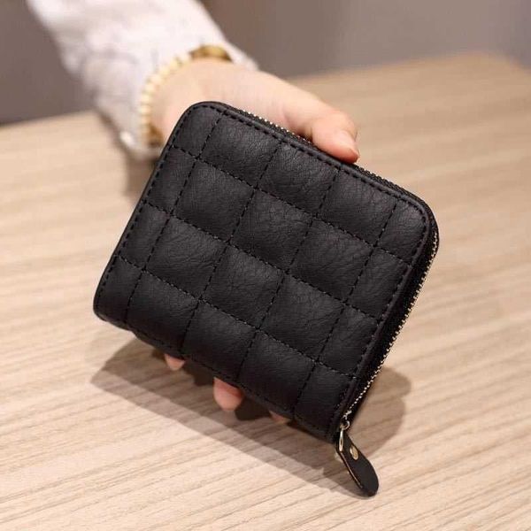 

wallets fashion short for women pu leather female plaid purses card holder small zipper with coin purse clutch bag y2301, Red;black