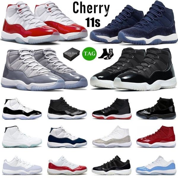 

with box jumpman vintage 11 basketball shoes men women 11s cherry midnight navy cool grey 25th anniversary 72-10 low bred pure violet mens t