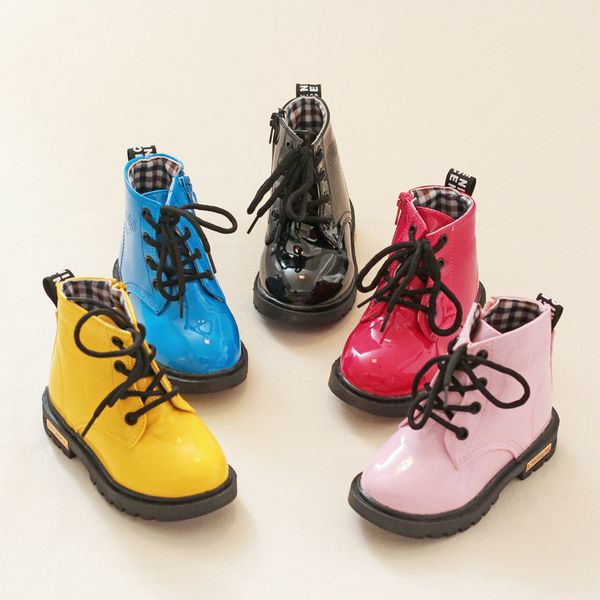 

sneakers girls leather boots boys shoes spring autumn pu children fashion toddler kids warm winter boot 230202, Black;red