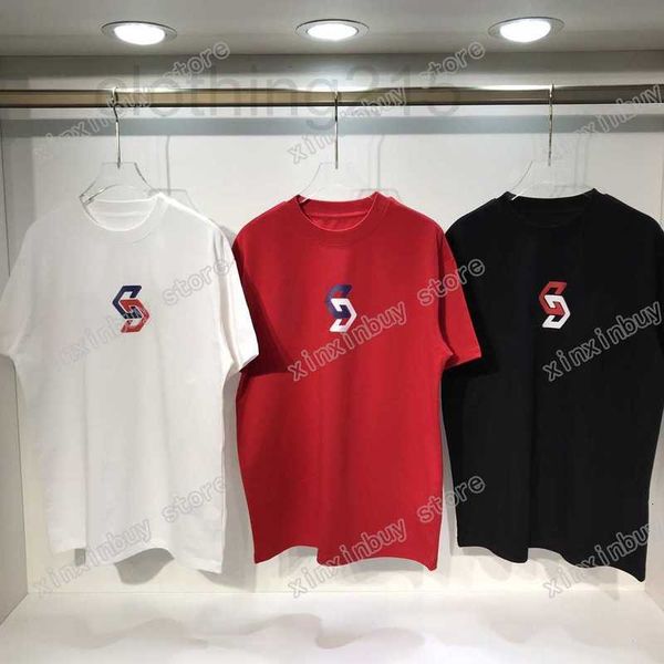 

men's t-shirts designer 22ss men women designers tee big letter print short sleeve man crew neck paris fashion streetwear white black r
