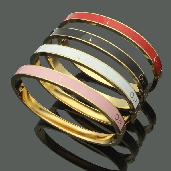 

designer jewelry link women bracelet black white flower bangles stainless steel bracelets silver rose gold hand strap correct logo stamp pri